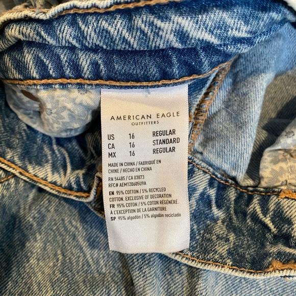 American Eagle AE Super High Rise Baggy Wide Leg Jeans Size 16 Regular - Picture 5 of 7